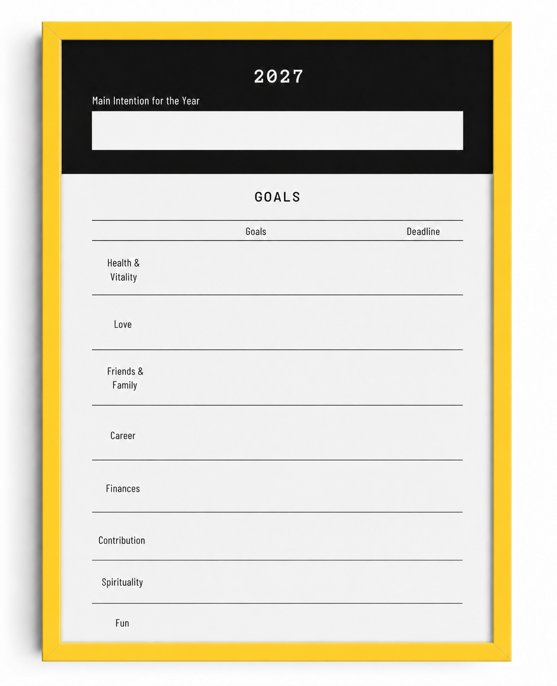 2027 Goal Setting Template, Printable Goal Planner